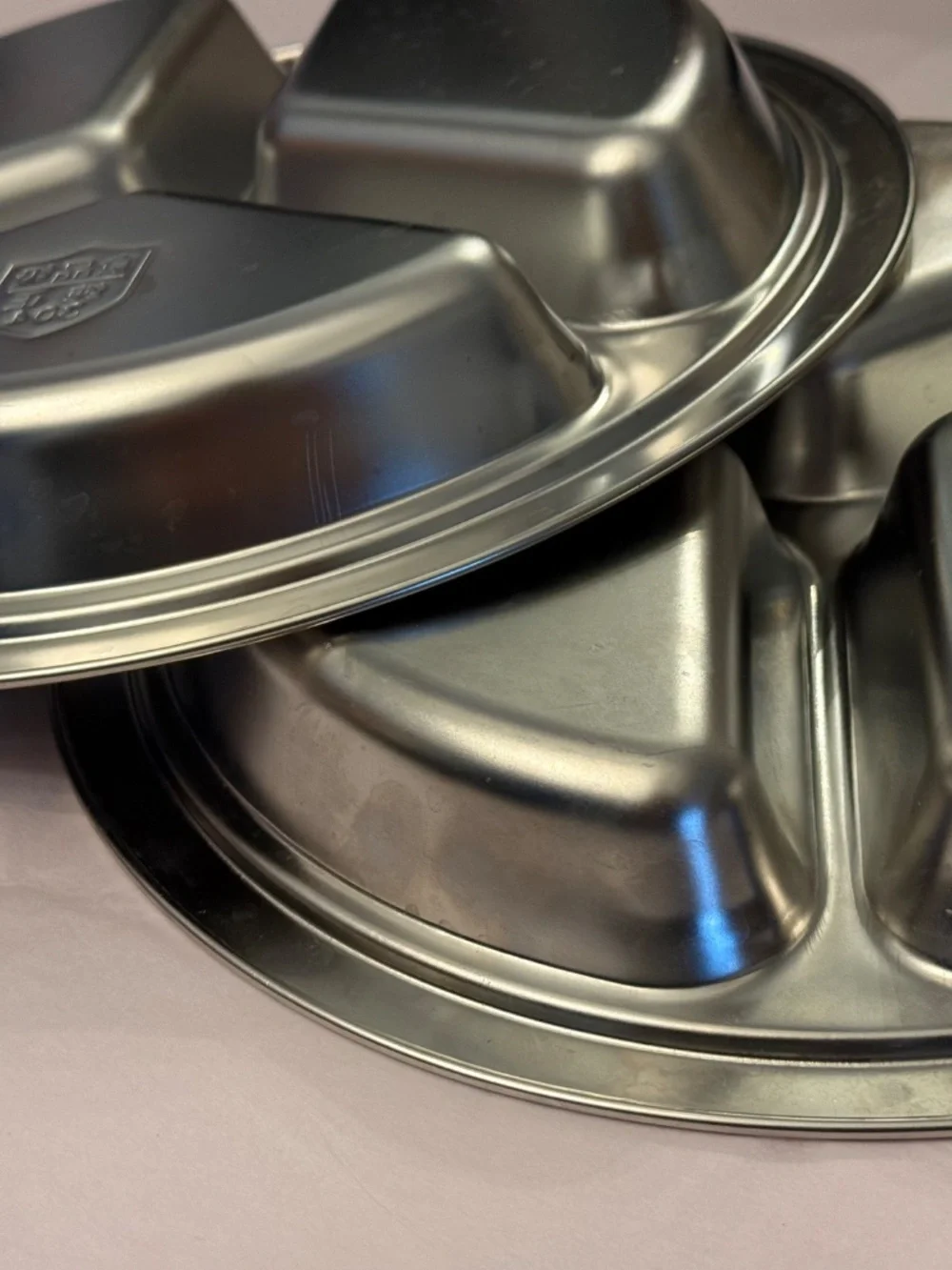 Set of 2 Stainless Steel Divided Dinner Plates